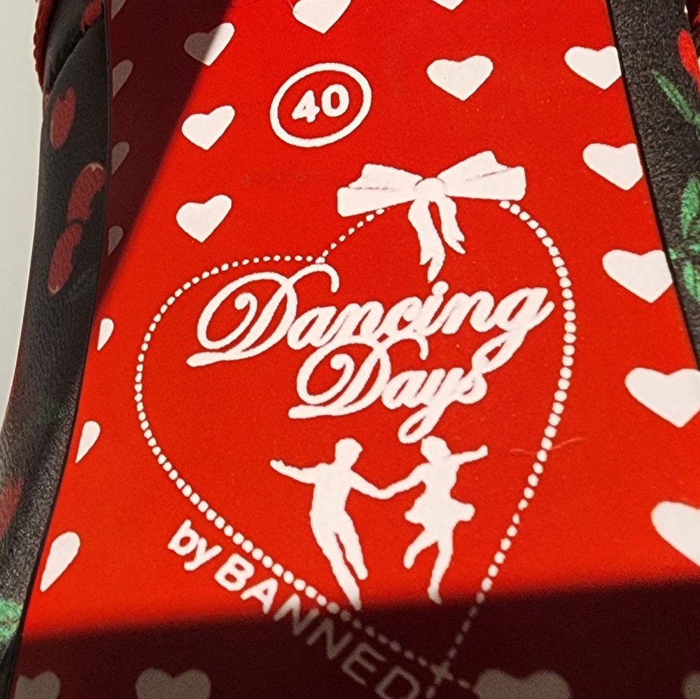 Retro Pin-Up Cherry Print Double Strap Heels by Banned Dancing Days - Picture 8 of 10